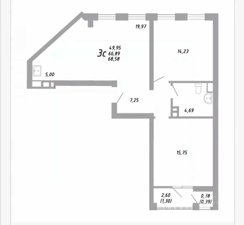 3-к кв. Челябинская область, Челябинск ул. Елькина, 91 (68.58 м) - Фото 1