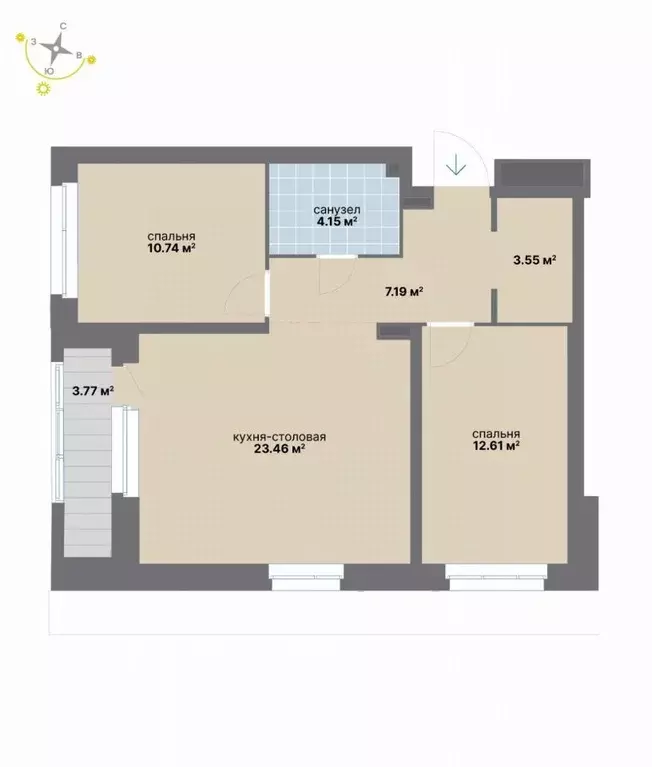 2-к кв. Свердловская область, Екатеринбург ул. Студенческая, 16 (65.47 ... - Фото 1