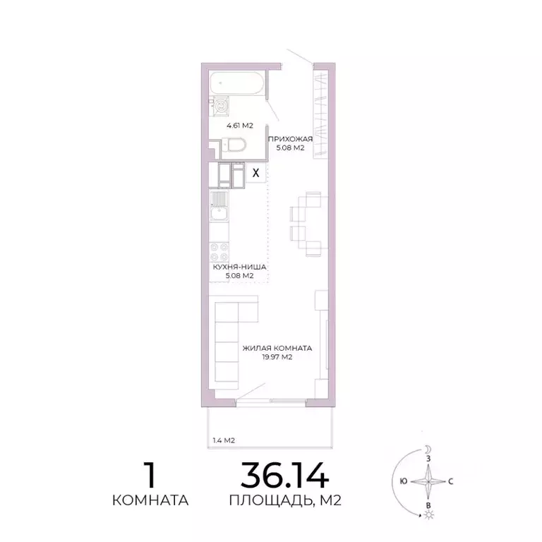 1-к кв. Пензенская область, Пенза Побочинская ул., с18 (36.14 м) - Фото 0