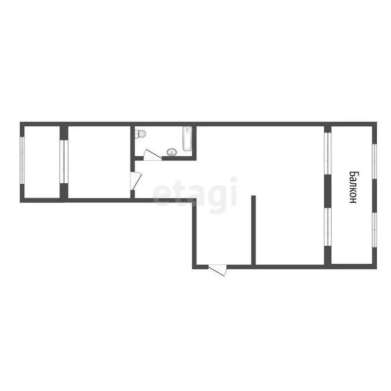 2-комнатная квартира: Бийск, улица Георгия Прибыткова, 4 (51.6 м) - Фото 1