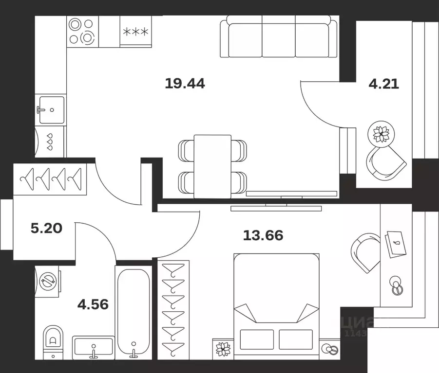1-к кв. Тульская область, Тула городской округ, с. Осиновая Гора ул. ... - Фото 1