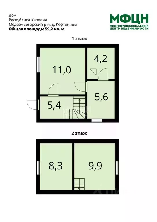 Дом в Карелия, Медвежьегорский муниципальный округ, д. Кефтеницы  (104 ... - Фото 2