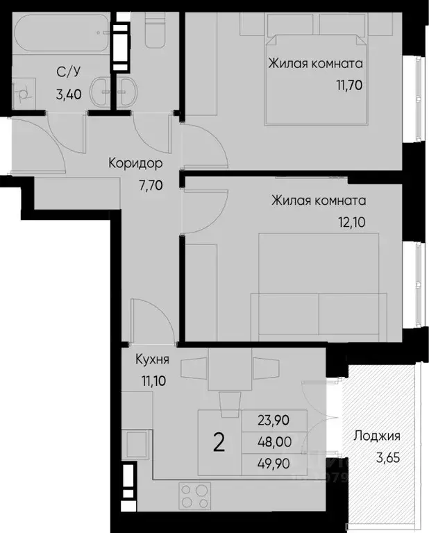 2-к кв. Татарстан, Зеленодольский район, Васильево муниципальное ... - Фото 0