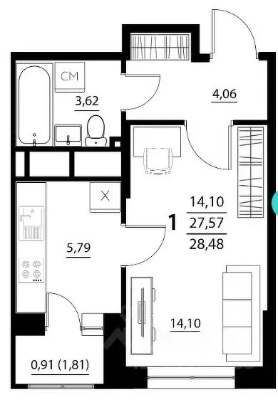 1-к кв. Белгородская область, Белгородский район, Дубовское с/пос, с. ... - Фото 1