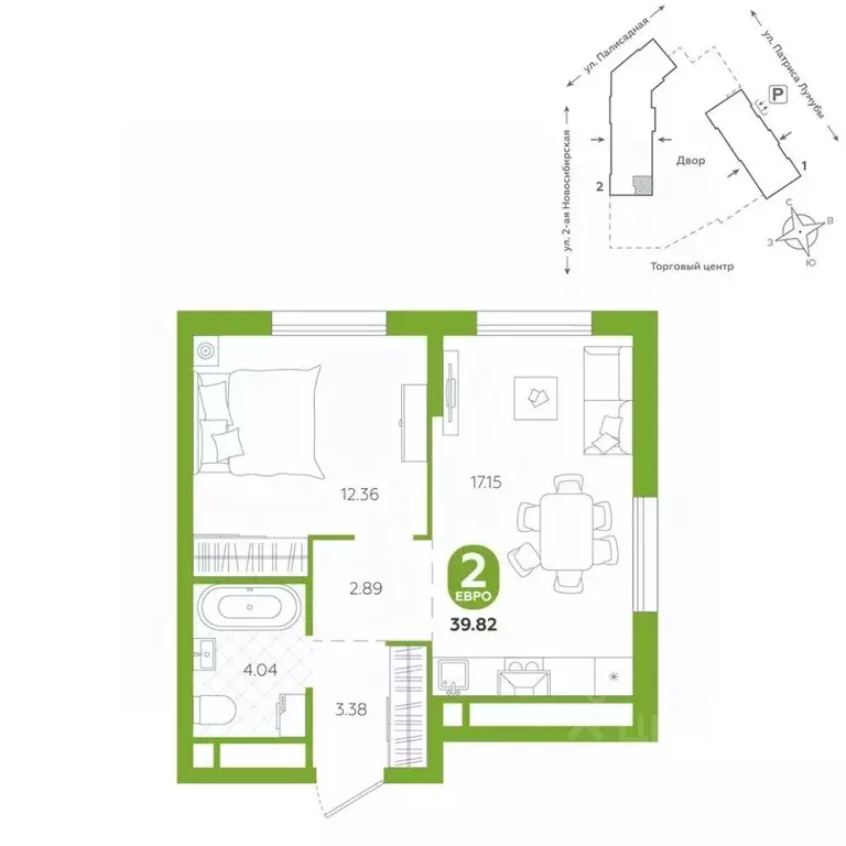 2-к кв. Свердловская область, Екатеринбург ул. Патриса Лумумбы, 4А ... - Фото 1