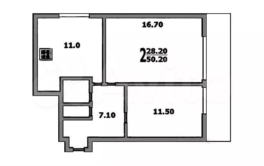 2-к. квартира, 52 м, 5/12 эт. - Фото 0