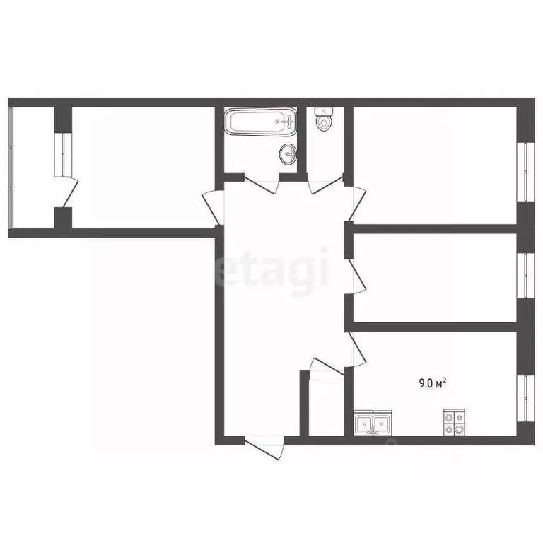 3-к кв. Костромская область, Кострома Давыдовский-2 мкр, 9 (65.3 м) - Фото 2