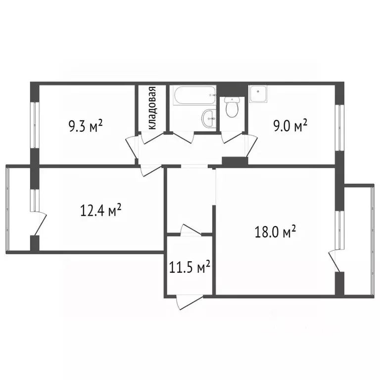 3-к кв. Красноярский край, Красноярск просп. Металлургов, 55 (64.5 м) - Фото 2