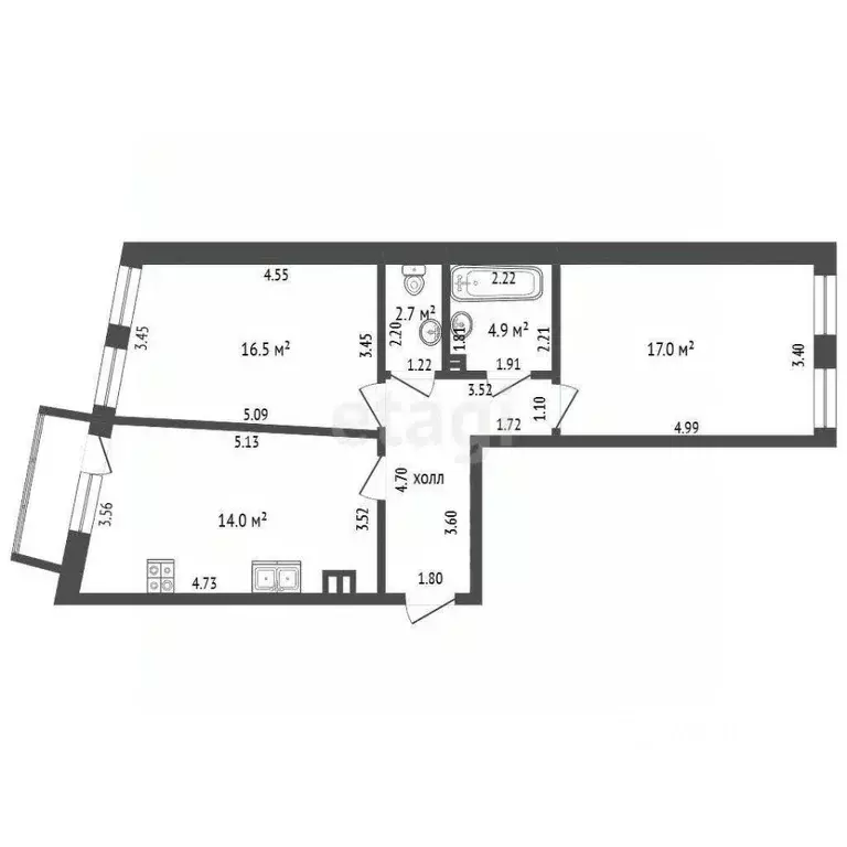 2-к кв. Московская область, Одинцовский городской округ, д. Крюково ... - Фото 2