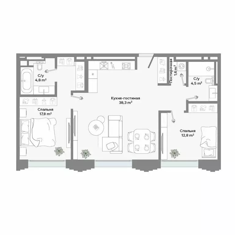 2-комнатная квартира: Москва, Ленинский проспект, 2 (79.1 м) - Фото 1