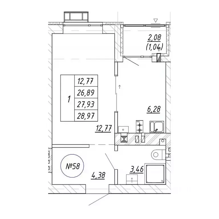 1-к кв. Калининградская область, Зеленоградск  (28.97 м) - Фото 1