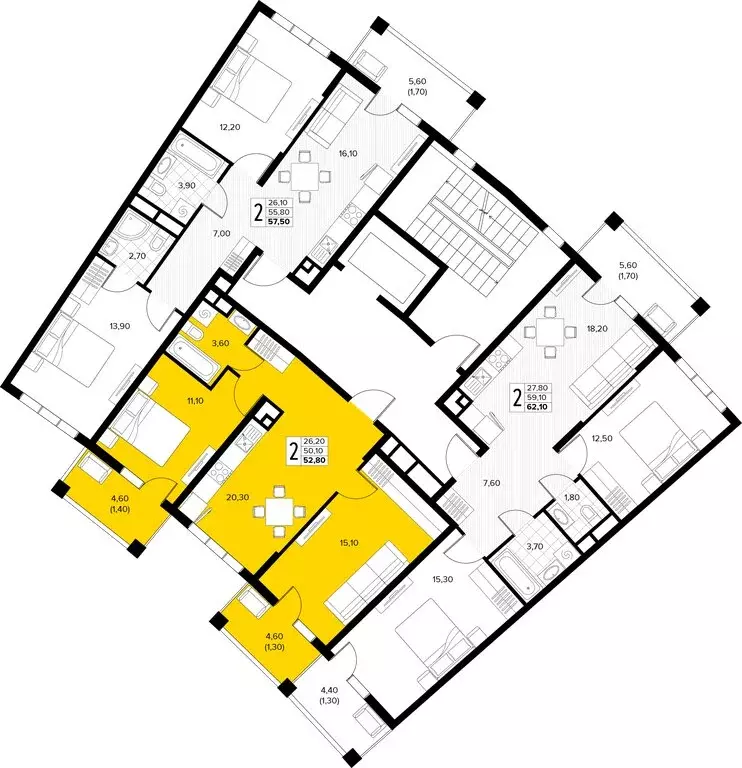 2-комнатная квартира: Сукко, жилой комплекс Кипарис (52.8 м) - Фото 2