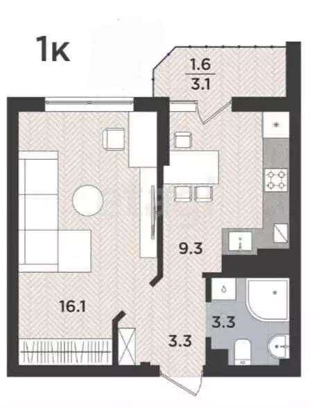 1-комнатная квартира: Калининград, Тихорецкая улица, 16Ак3 (39.4 м) - Фото 0