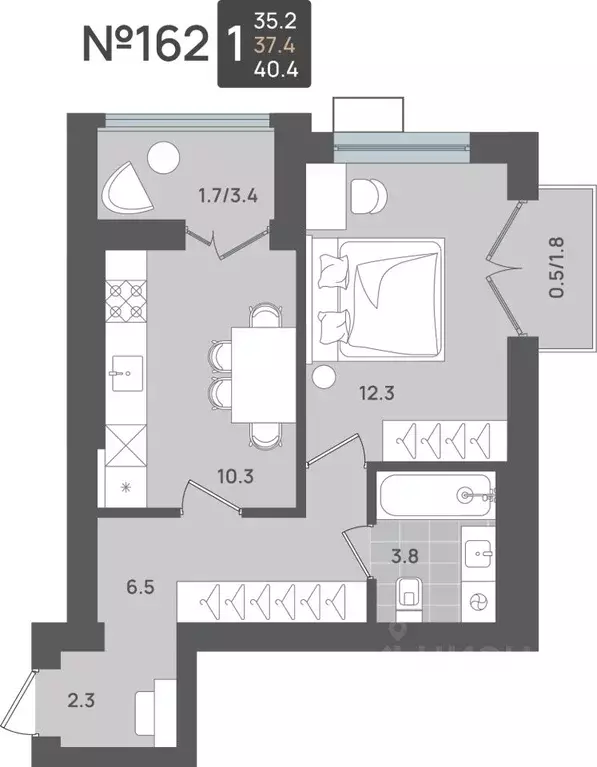 1-к кв. Калининградская область, Пионерский Рабочая ул., 11 (37.4 м) - Фото 1