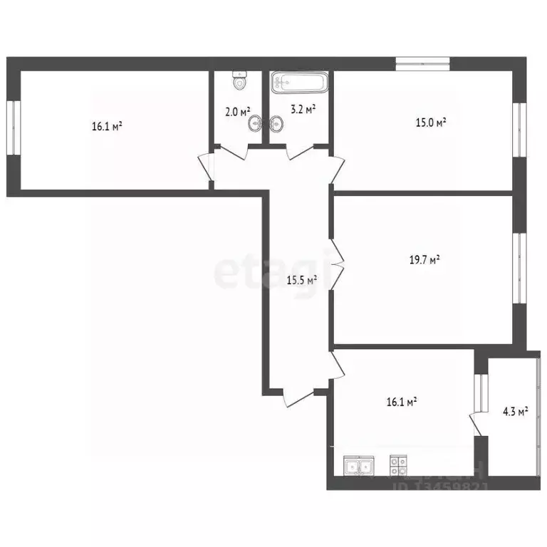 3-к кв. Марий Эл, Йошкар-Ола Комсомольская ул., 86 (89.6 м) - Фото 1