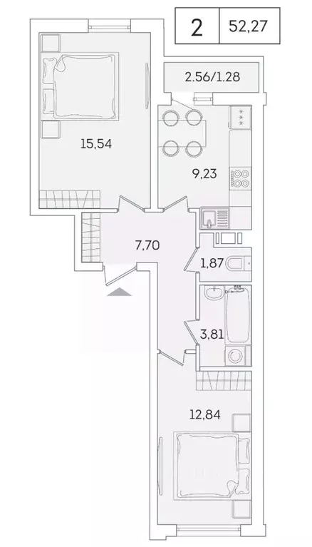 2-к кв. Ленинградская область, Мурино Всеволожский район, ул. ... - Фото 1