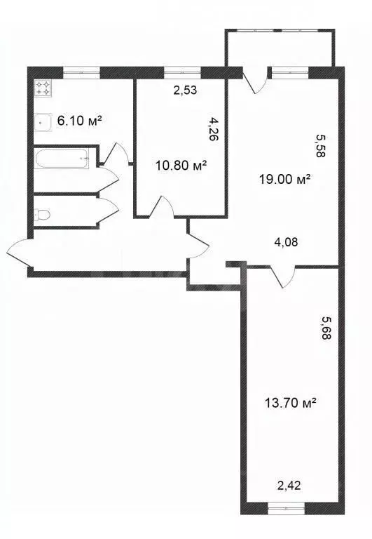 3-к кв. Вологодская область, Вологда Элеваторная ул., 47 (59.5 м) - Фото 2