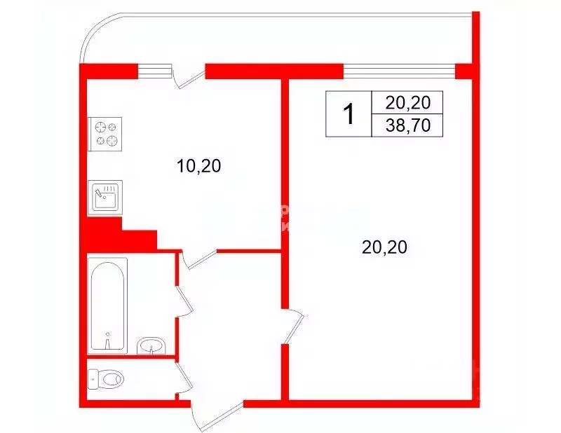 1-к кв. Санкт-Петербург Беговая ул., 5К2 (38.7 м) - Фото 2