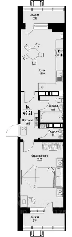 1-к кв. Ставропольский край, Пятигорск Скачки мкр,  (49.21 м) - Фото 1