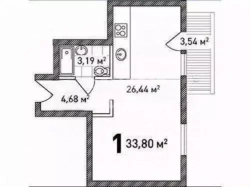 Студия Свердловская область, Екатеринбург ул. Прониной, 27 (33.5 м) - Фото 2