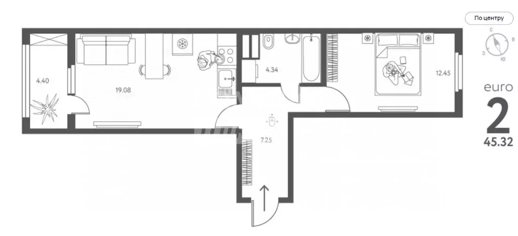 1-к кв. Липецкая область, Липецк ул. Перова, 2Д (45.32 м) - Фото 1