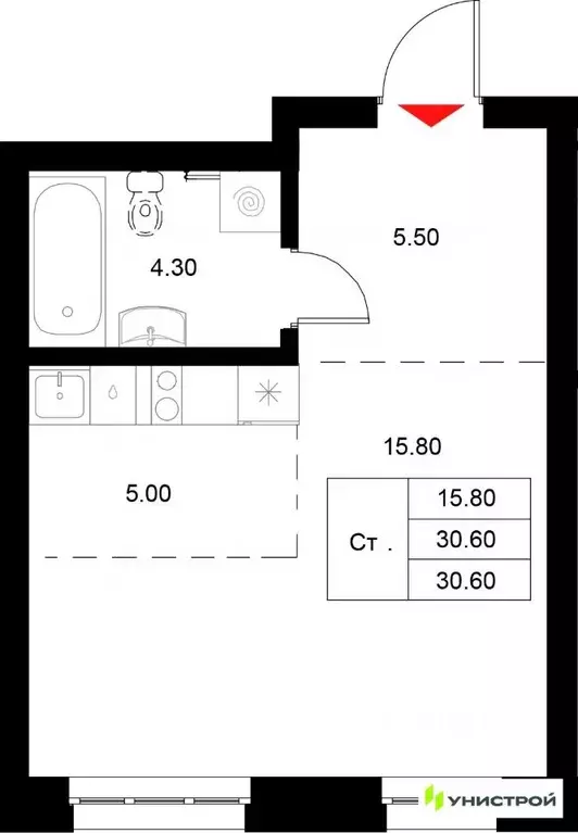 1-к кв. Татарстан, Казань Техническая ул. (30.6 м) - Фото 1