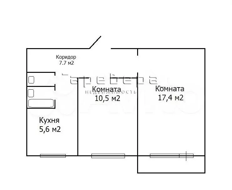 2-к. квартира, 45,2 м, 5/5 эт. - Фото 0
