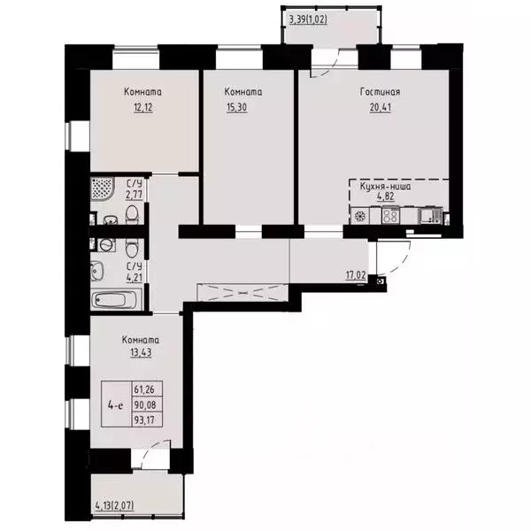 4-к кв. Красноярский край, Красноярск ул. Елены Стасовой, 82 (93.2 м) - Фото 1