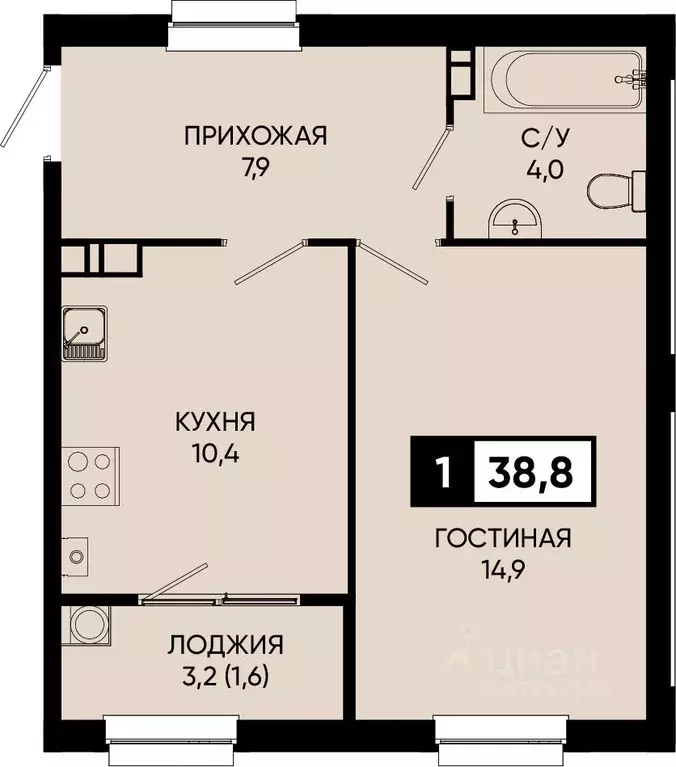 1-к кв. Ставропольский край, Кисловодск городской округ, пос. ... - Фото 1