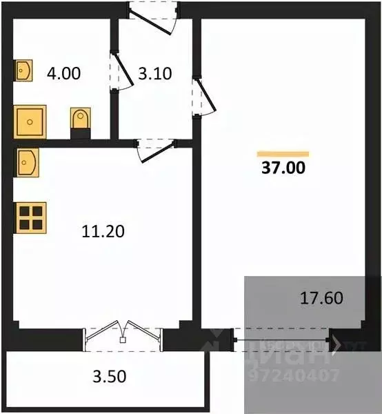 1-к кв. Воронежская область, Воронеж Цимлянская ул., 10В/2 (37.0 м) - Фото 0