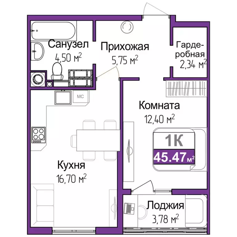 1-комнатная квартира: Симферополь, Центральный район (43.58 м) - Фото 1