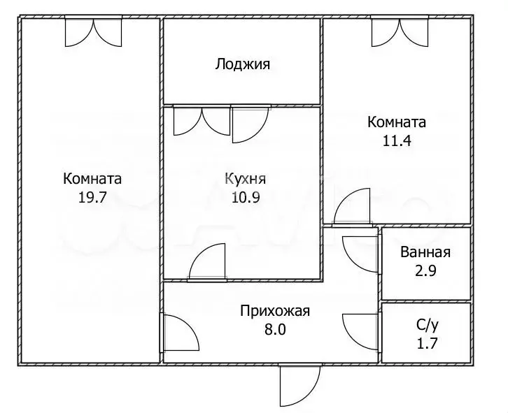 2-к. квартира, 54,6 м, 4/19 эт. - Фото 0