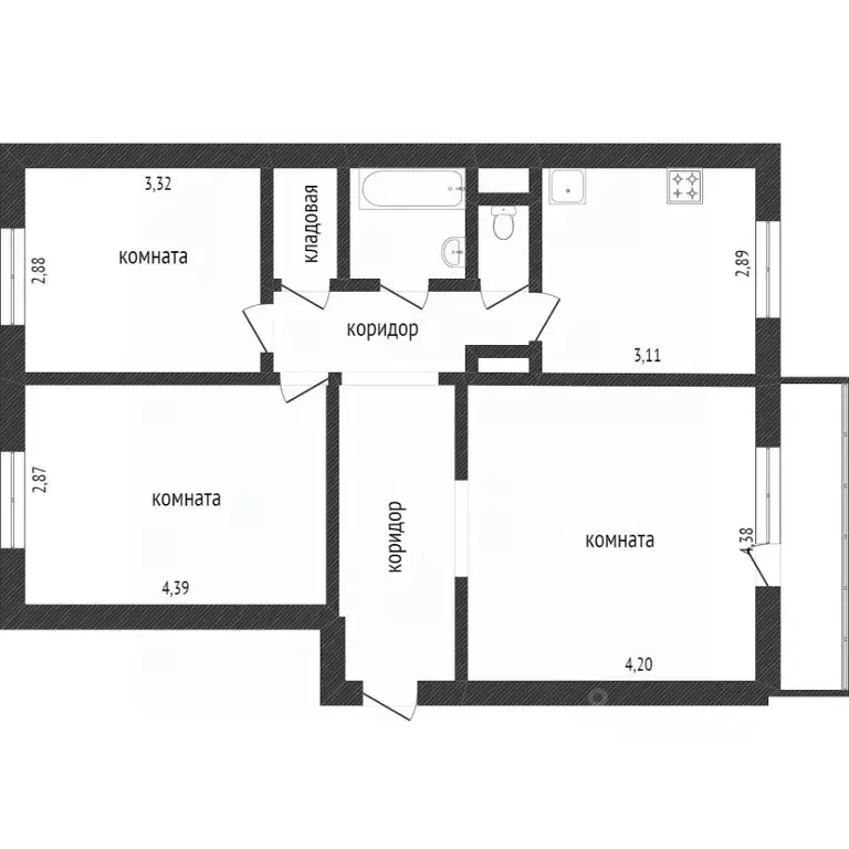 3-к кв. Тюменская область, Тобольск 10-й мкр, 35 (64.5 м) - Фото 2