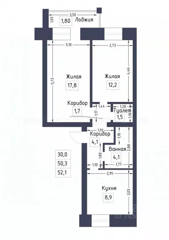 2-к кв. Татарстан, Казань ул. Максимова, 33 (52.1 м) - Фото 1