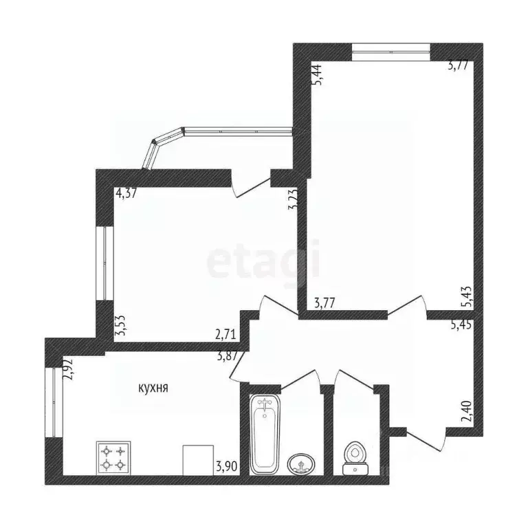 2-к кв. Белгородская область, Белгород бул. Юности, 19а (61.2 м) - Фото 1