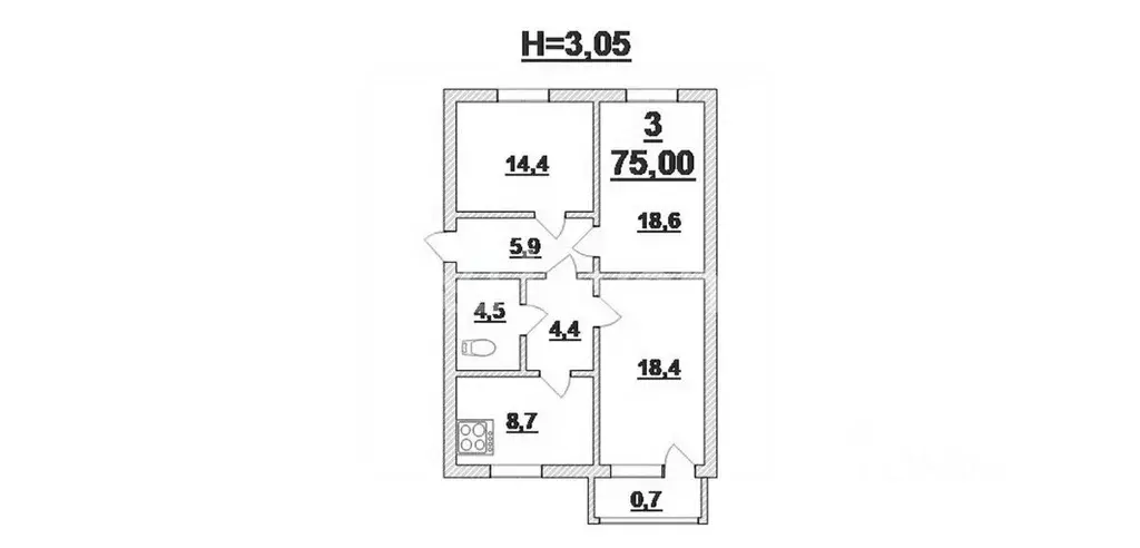 3-к кв. Калининградская область, Калининград Ленинский просп., 51 ... - Фото 2
