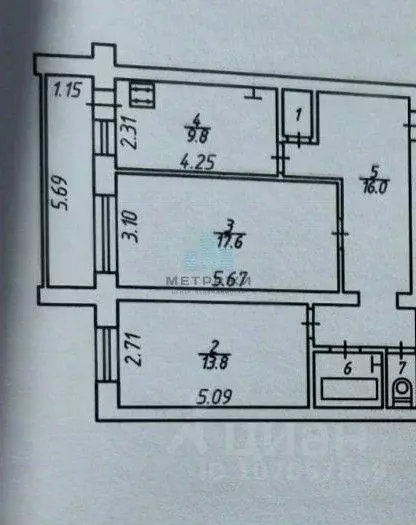 2-к кв. Калужская область, Калуга ул. Калужского Ополчения, 5 (62.0 м) - Фото 2
