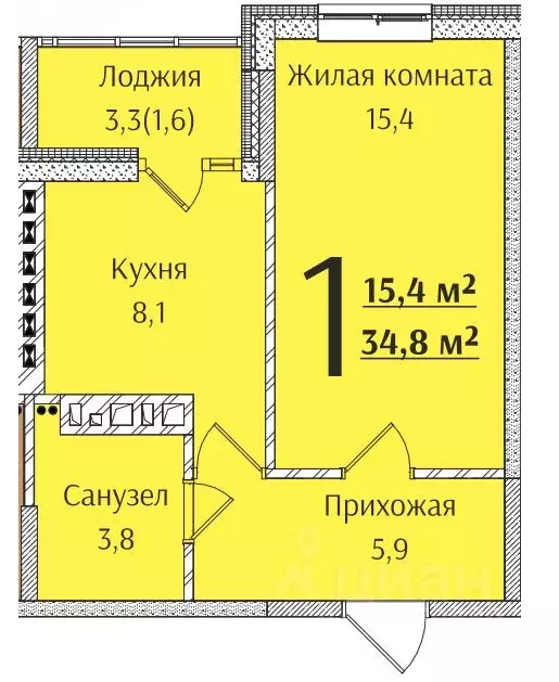 1-к кв. Ростовская область, Батайск  (34.8 м) - Фото 0