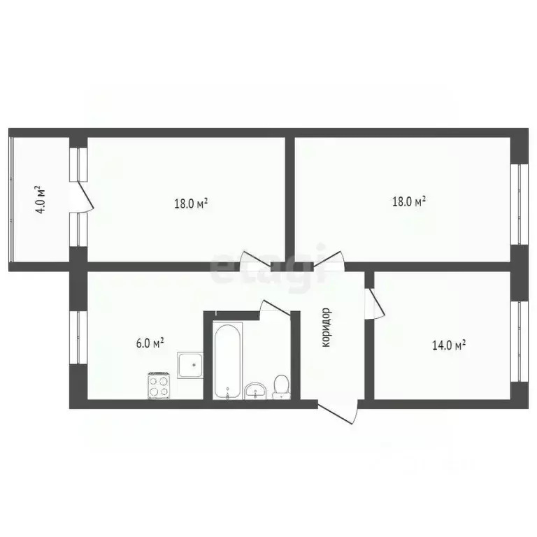 3-к кв. Коми, Сыктывкар ул. Димитрова, 16 (61.6 м) - Фото 1