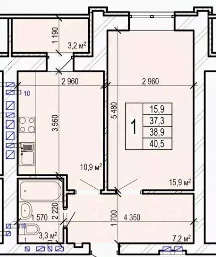 1-к кв. Саратовская область, Энгельс ул. Колотилова, 100 (40.5 м) - Фото 2