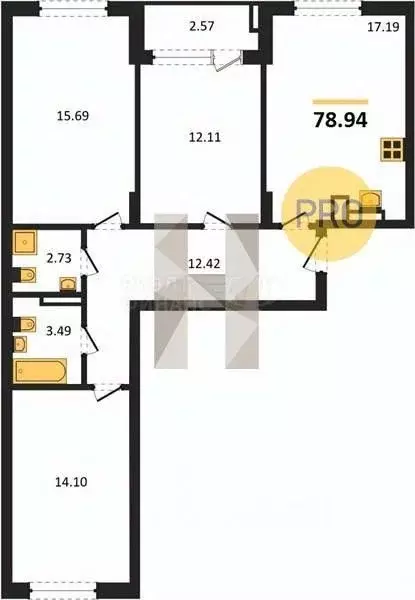 1-к кв. Калининградская область, Калининград Батальная ул., 65Б (37.8 ... - Фото 0