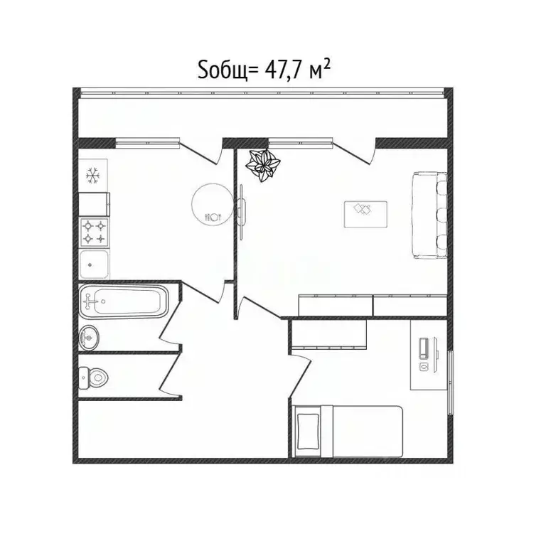 2-к кв. Брянская область, Брянск просп. Станке Димитрова, 55В (47.7 м) - Фото 2