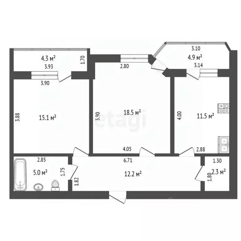 2-к кв. Краснодарский край, Геленджик Ульяновская ул., 19 (74.0 м) - Фото 1