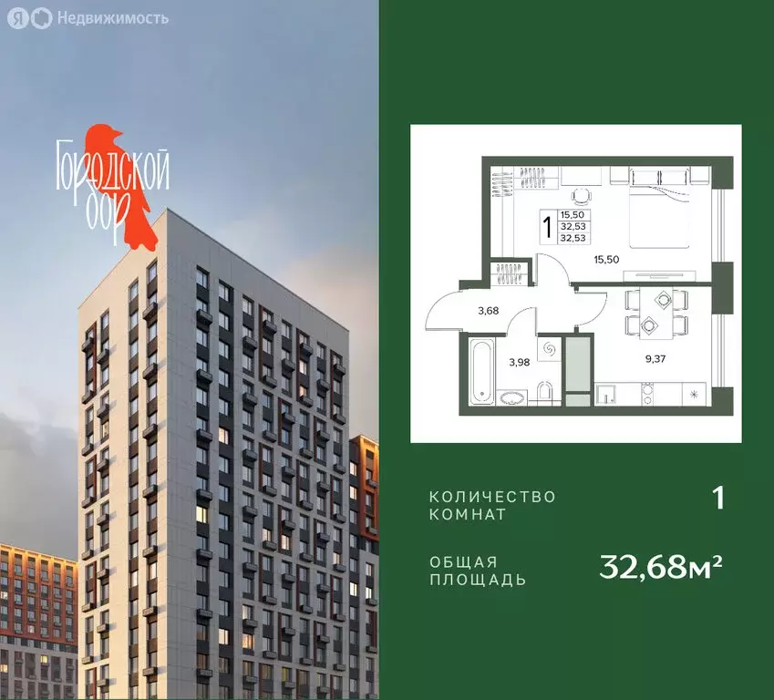 1-комнатная квартира: Московская область, Серпухов (32.68 м) - Фото 1