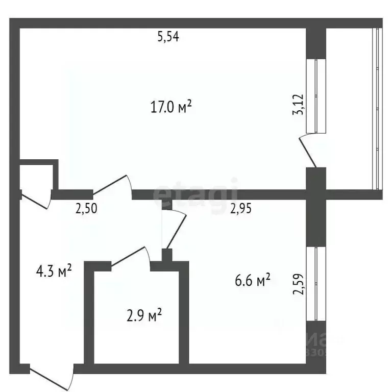 1-к кв. Кемеровская область, Кемерово Инициативная ул., 1Б (31.0 м) - Фото 1