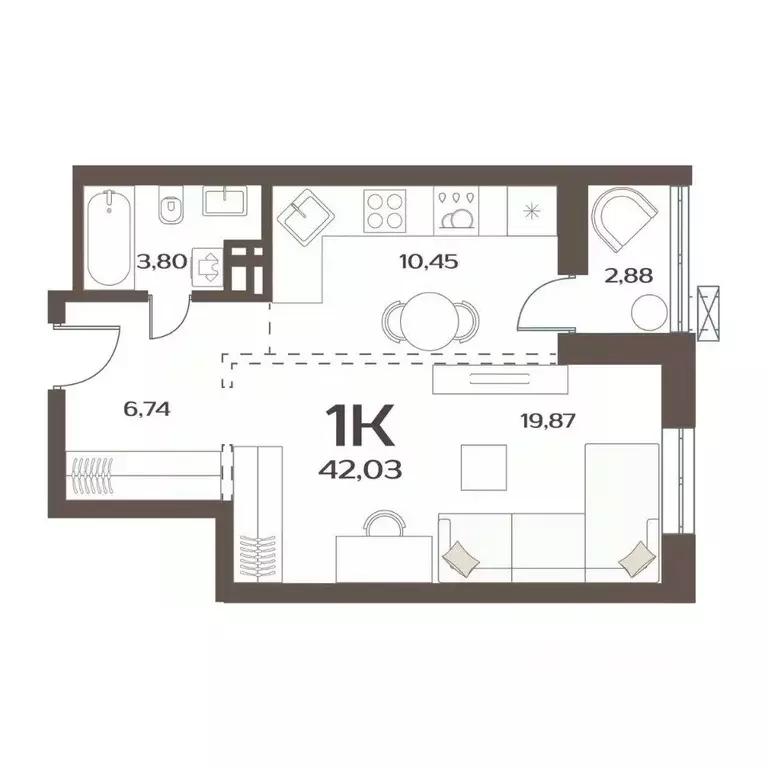 1-к кв. Приморский край, Владивосток ул. Слуцкого, 5А (42.03 м) - Фото 1