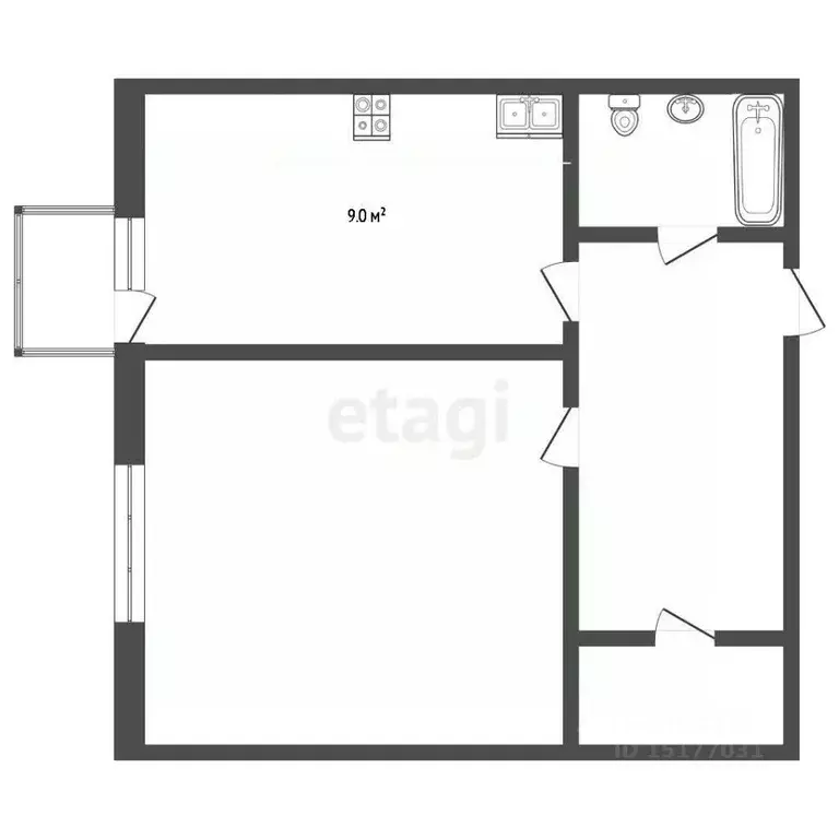 1-к кв. Ямало-Ненецкий АО, Ноябрьск Магистральная ул., 119 (33.0 м) - Фото 2