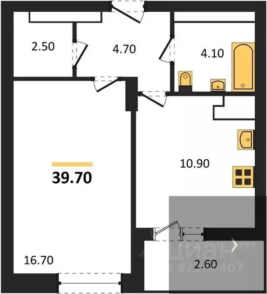 1-к кв. Воронежская область, Воронеж ул. Урицкого, 135 (39.7 м) - Фото 1