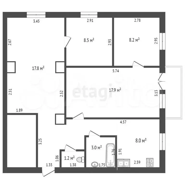 4-к. квартира, 78 м, 3/5 эт. - Фото 0