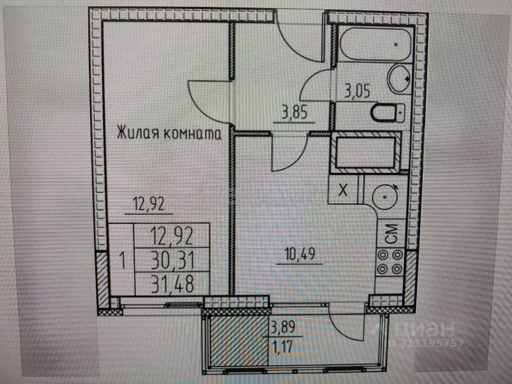 1-к кв. Пензенская область, Пенза ул. Малая Бугровка, 14А (32.0 м) - Фото 0